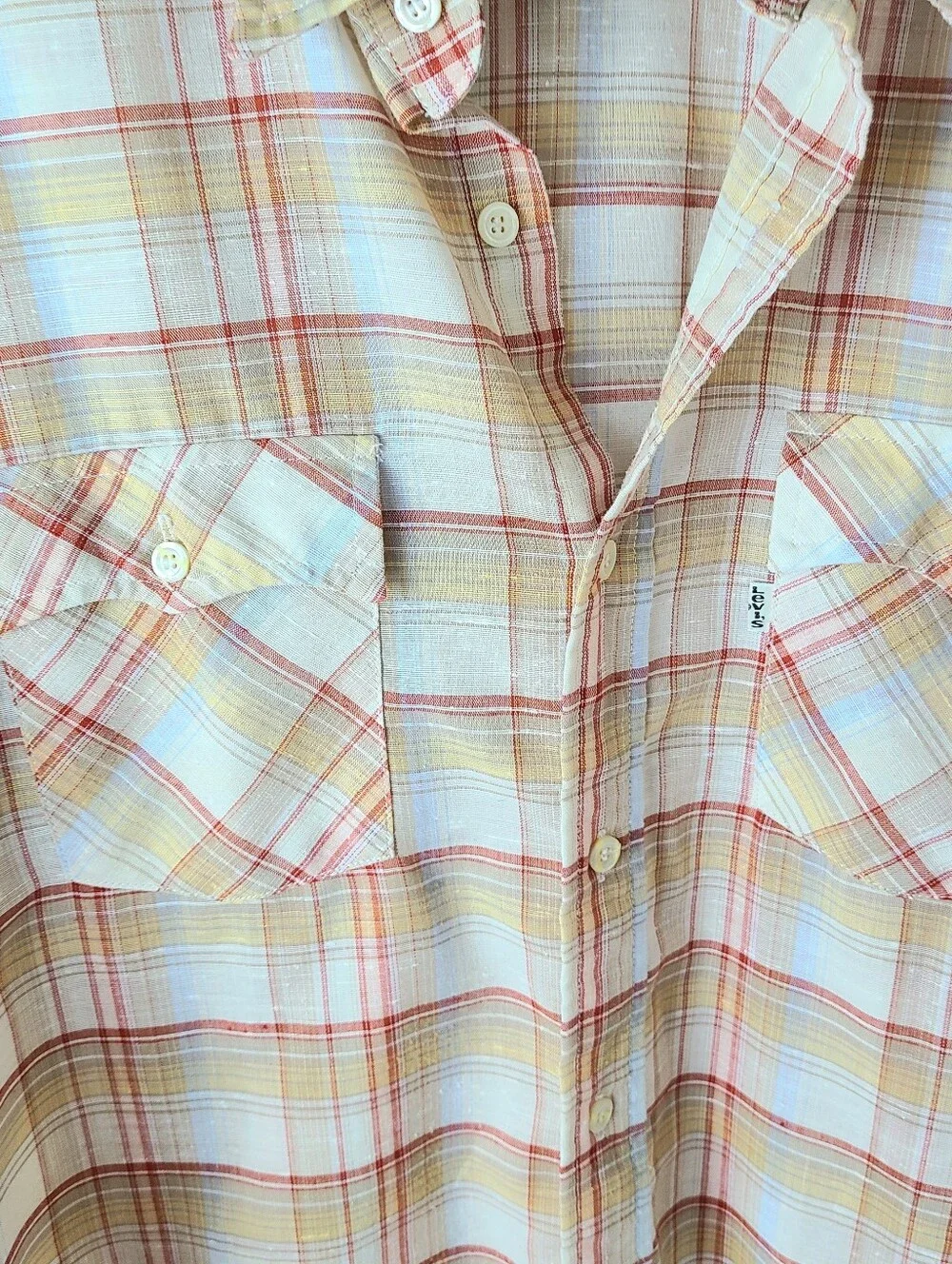 Levi's White Tab 70s Vintage Plaid Western Pearl Snap Shirt